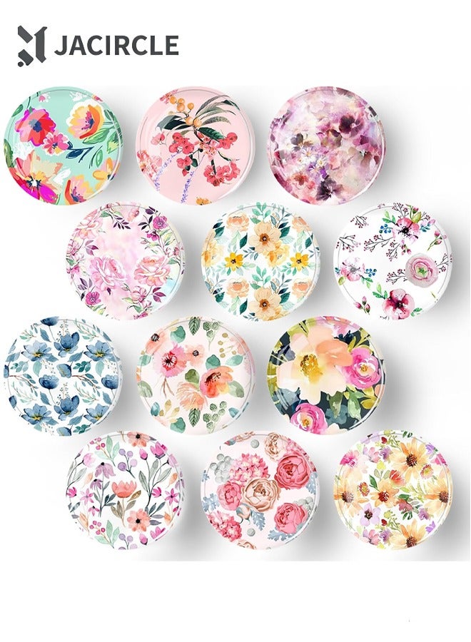 JACIRCLE 12Pcs Glass Fridge Magnets, Cute Flowers Magnet Fridge Sticker, Colorful Flowers Crystal Fridge Magnets Decoration Strong Magnetic Refrigerator Magnets Heavy Duty, Fridge Magnets for Whiteboard, Kitchen, Office, Home and Cabinet - Image 1